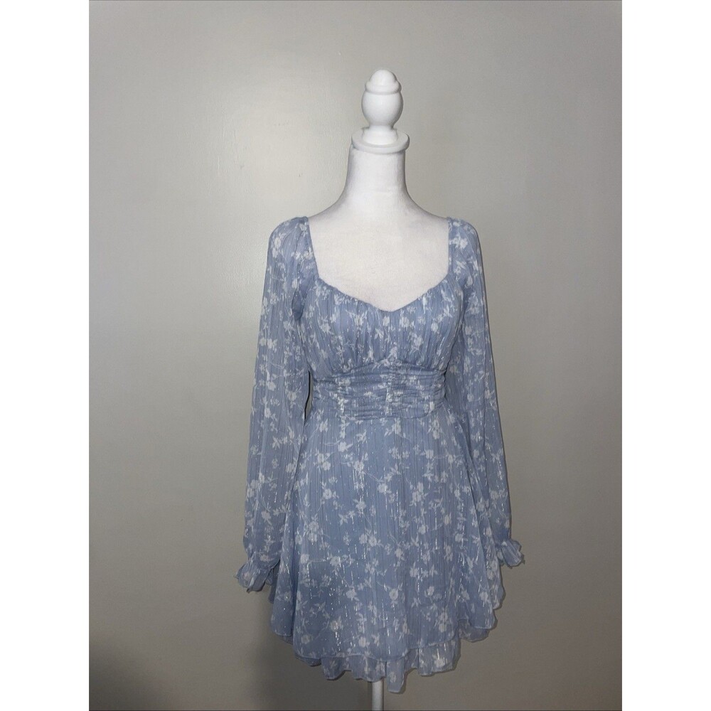 Allison + Kelly Dress S Blue Floral Corset Coquette Cottagecore Fairy Boho